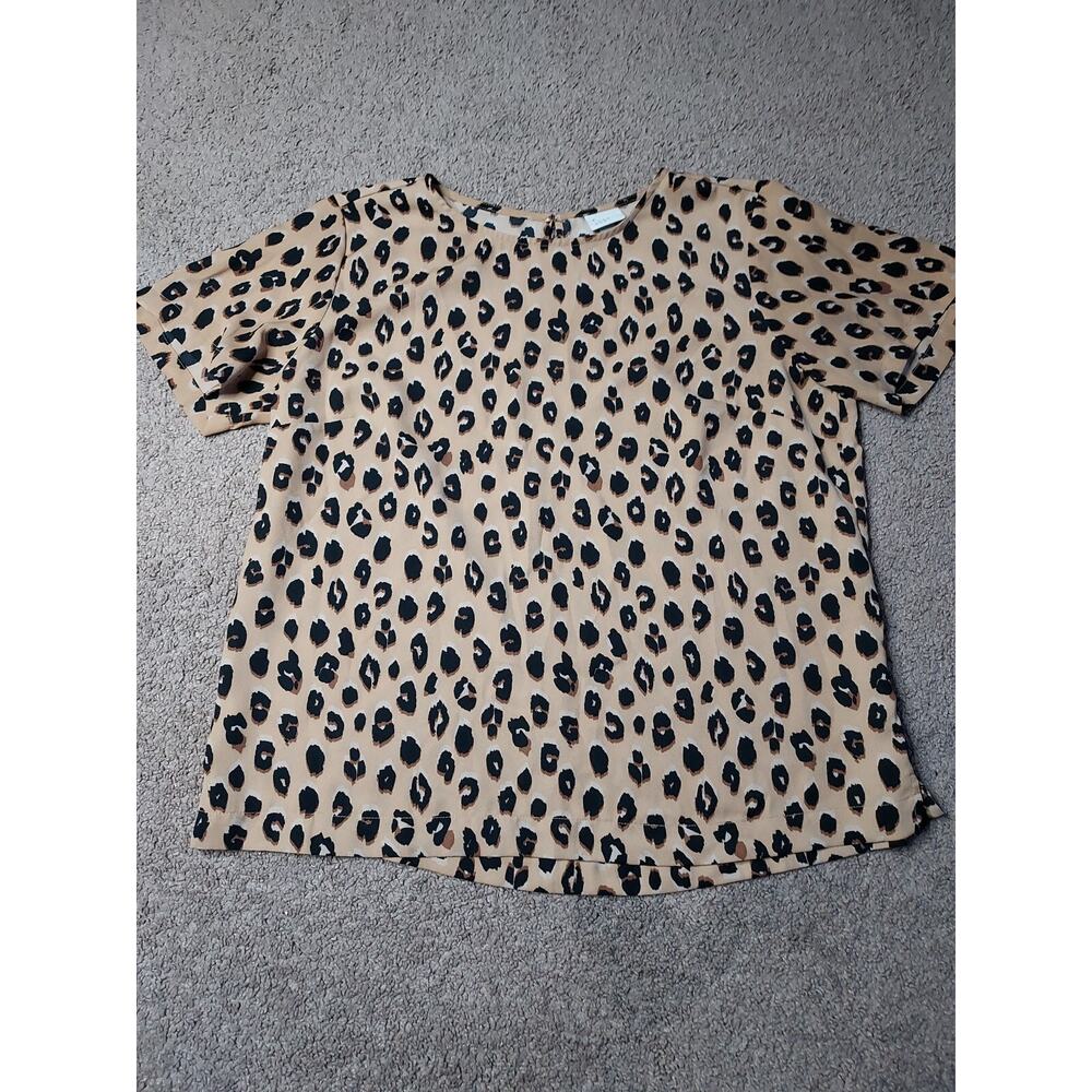 Women's Large A New Day Leopard Print Dress Shirt Blouse
